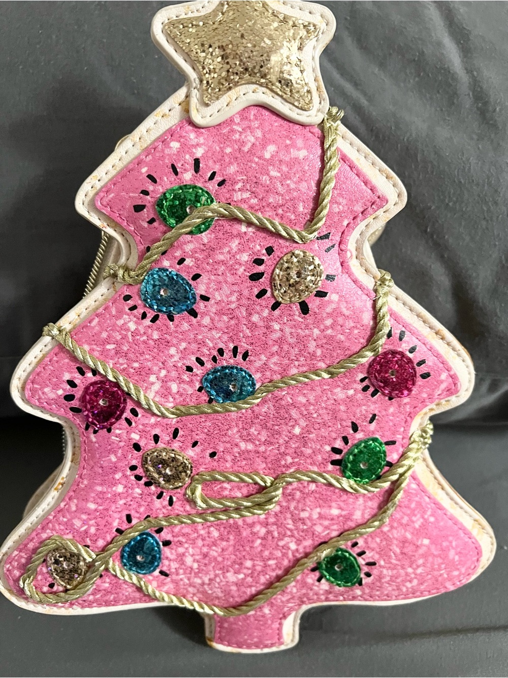 Betsey Johnson One Smart Cookie Pink Christmas Tree Crossbody
Bag & glitter star